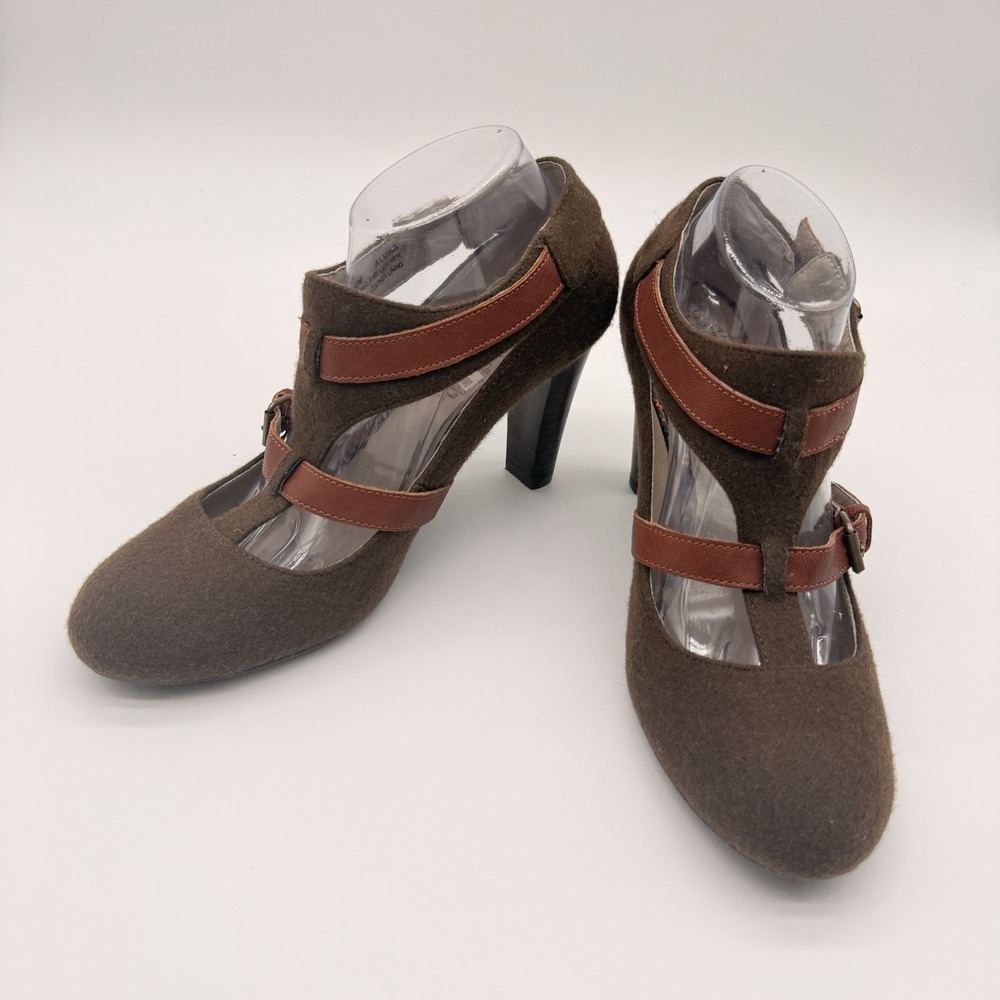 Pink Alvina Brown Wool Heel Size 10